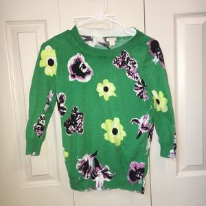 J. Crew Green Floral Sweater